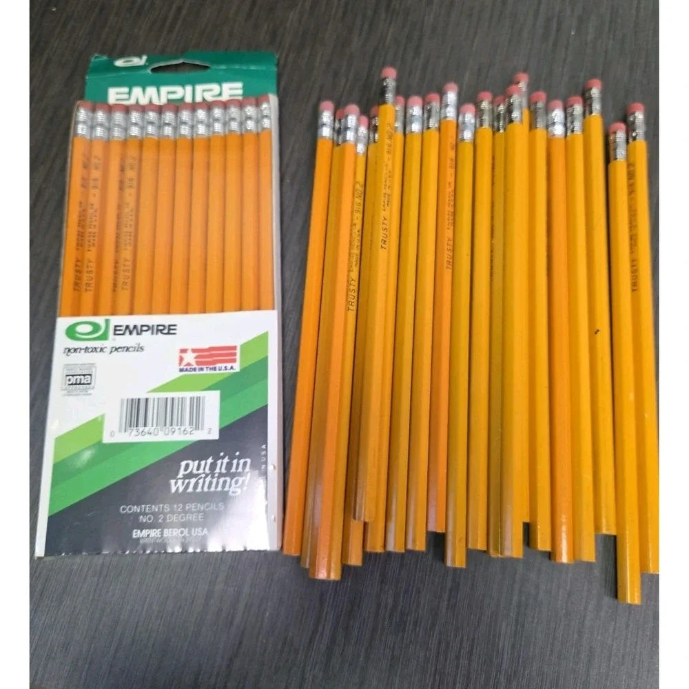 Vintage Empire #2 Trusty Pencils (1) Pack of 12 + 21  Yellow Non-Toxic USA Made